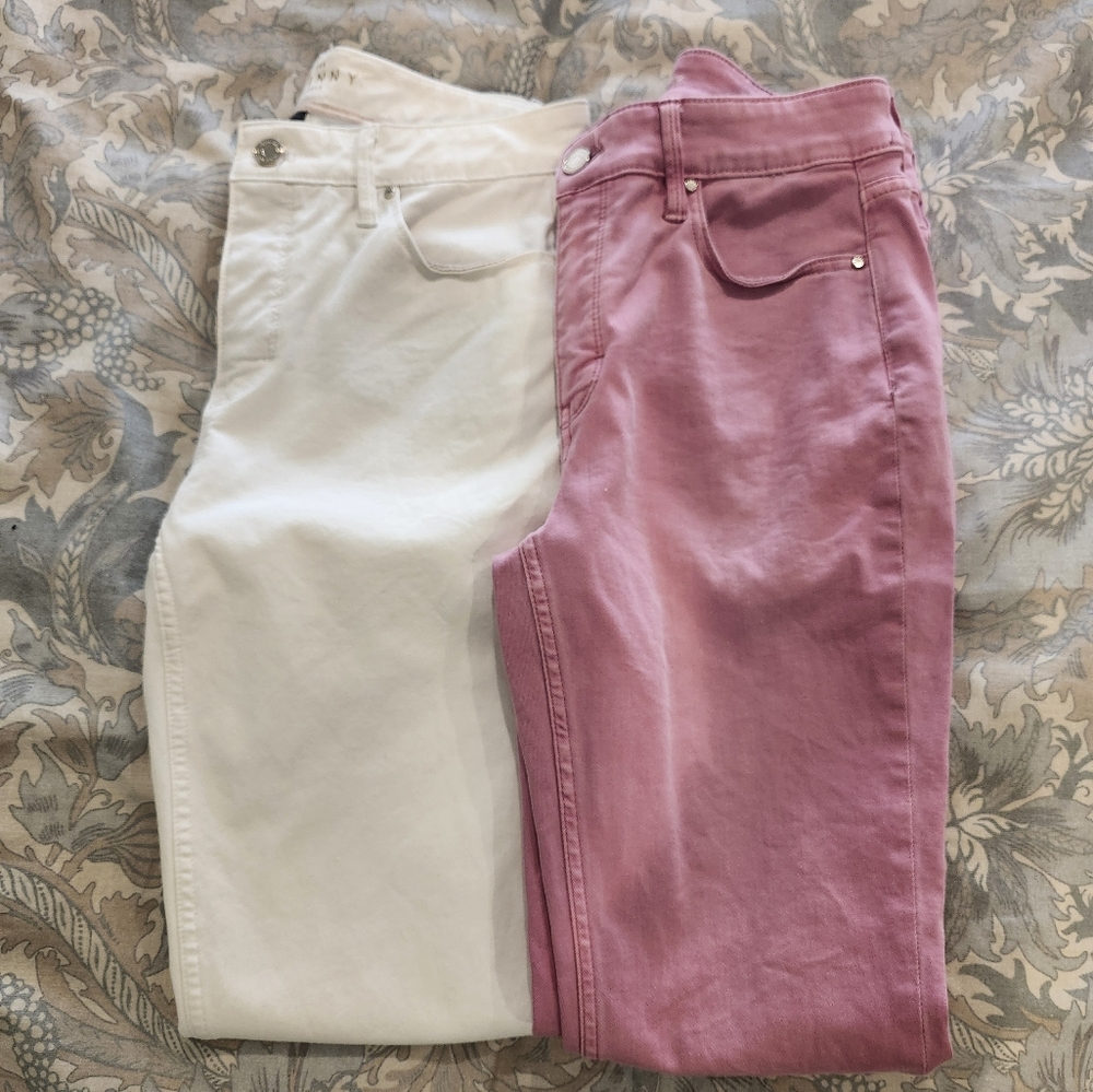 WHBM White and Pink Jeans Bundle Size 4 Skinny Ankle